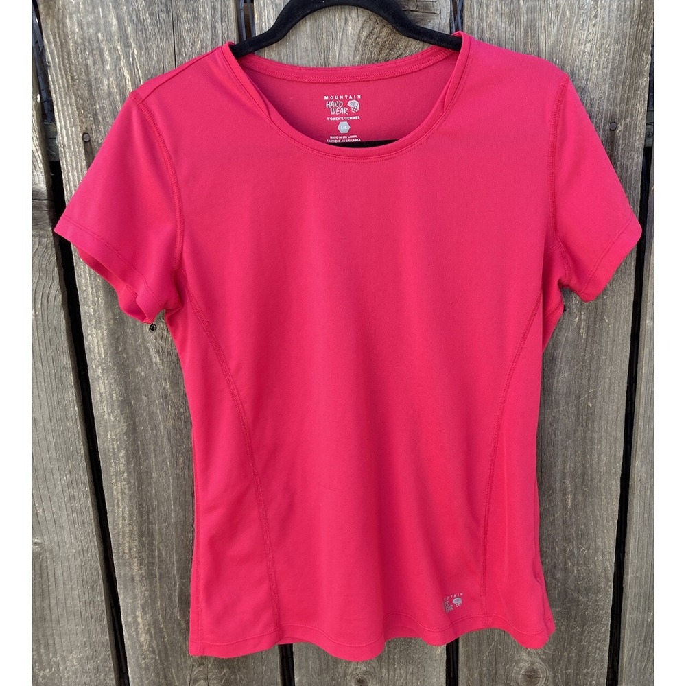 Women's Mountain Hard Wear Pink Activewear T-Shirt L Mesh Jogging Hiking Running